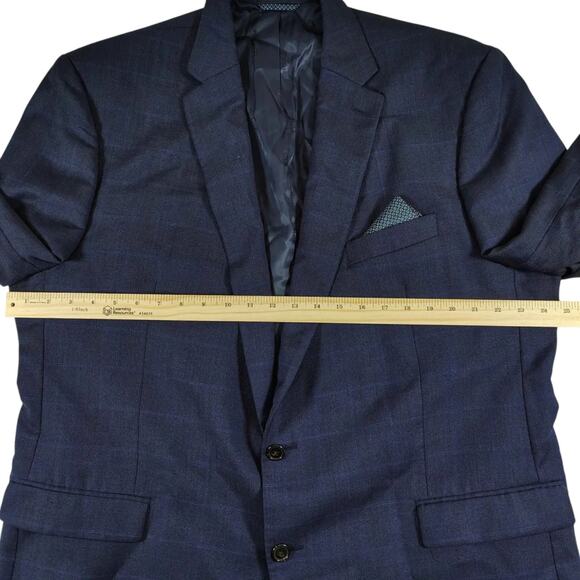 Lauren Ralph Lauren Men's Dark Navy / Blue Checkered Suit Jacket - Size: 48L - Picture 9 of 10